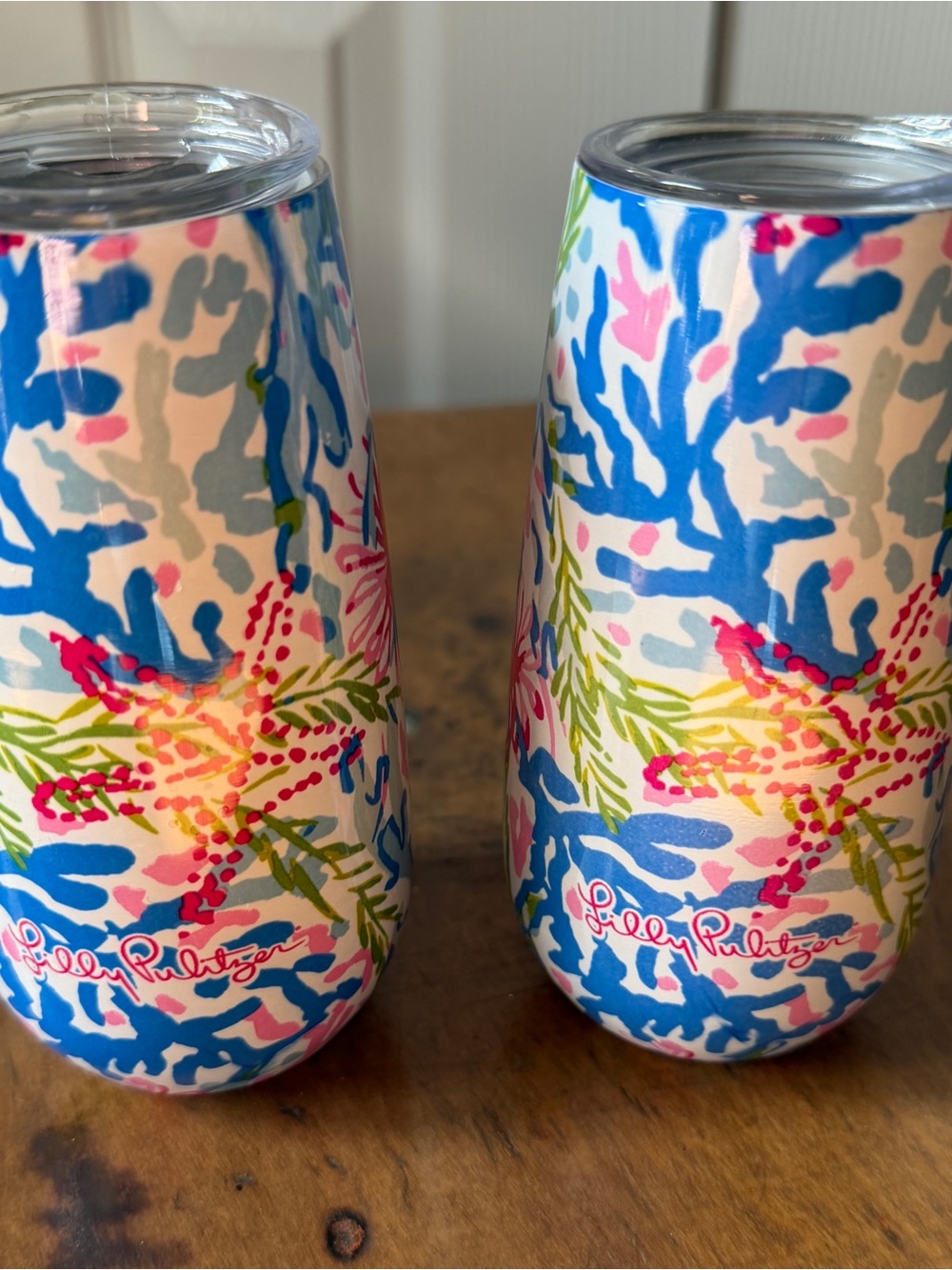 Lilly Pulitzer Tropical Coral Reef Stemless Tumbler - Blue Pink Green Cream